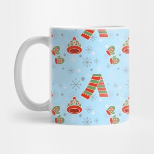 Cute winter clothes light blue Christmas pattern Mug